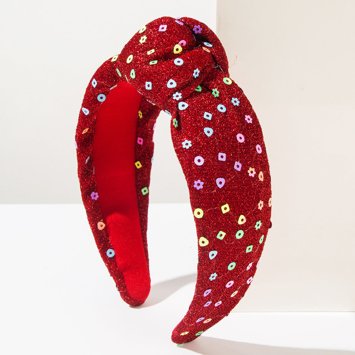 Wholesale Christmas headband wide-brimmed knotted sequined snowflake hair accessories